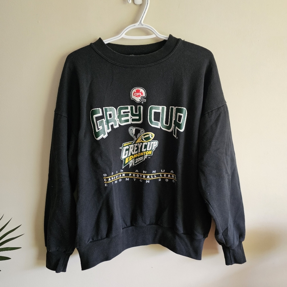 2002 Vintage GREY CUP Sweater Sweatshirt CFL Edmonton Large Men Women Eskimos